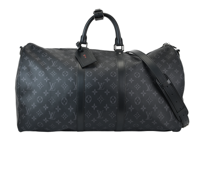 Keepall 55, &pound;1,100, Handbags, Black/Grey, Canvas, Front view